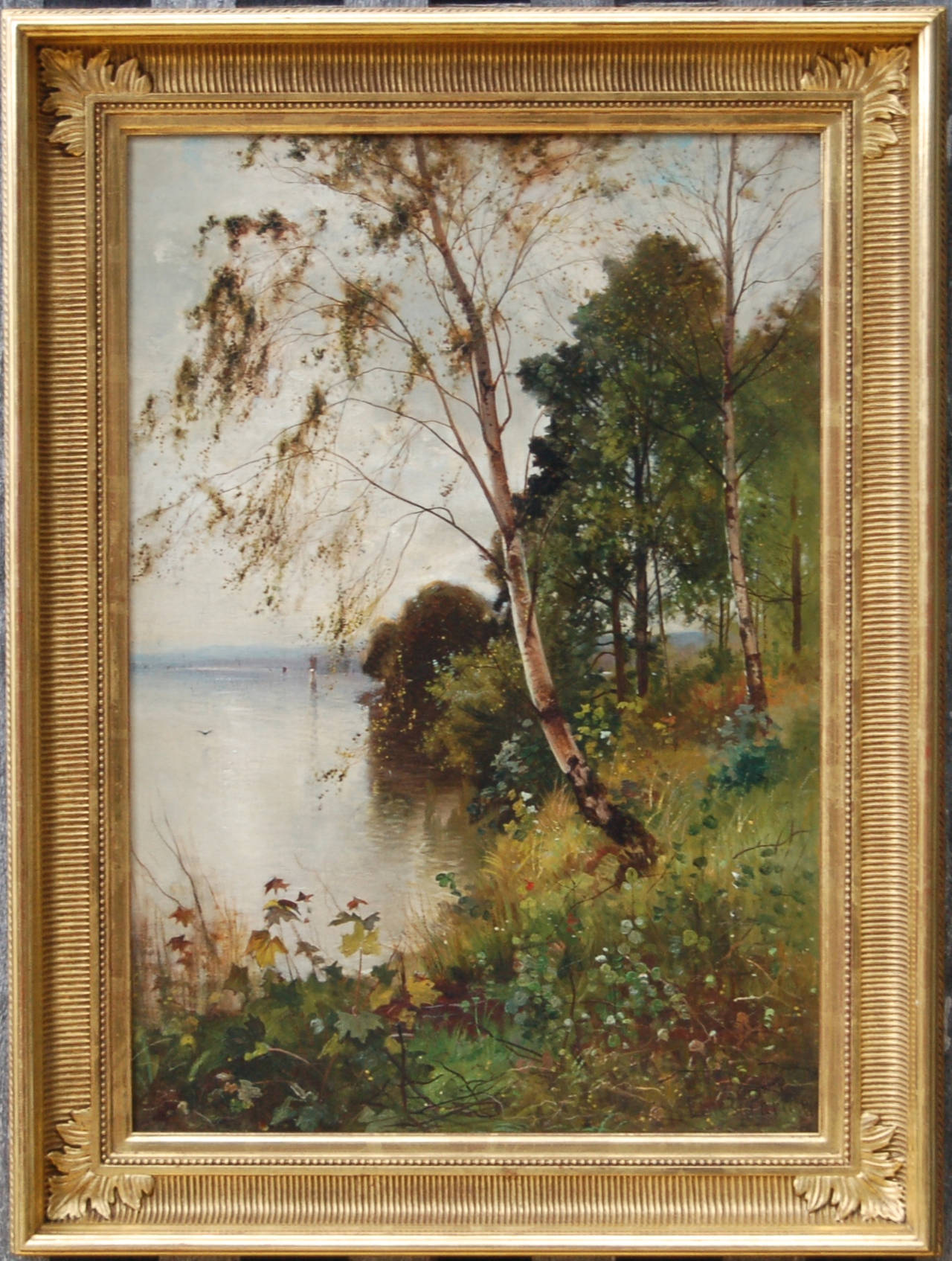 Birch on the Shore - Painting by Arthur Parton