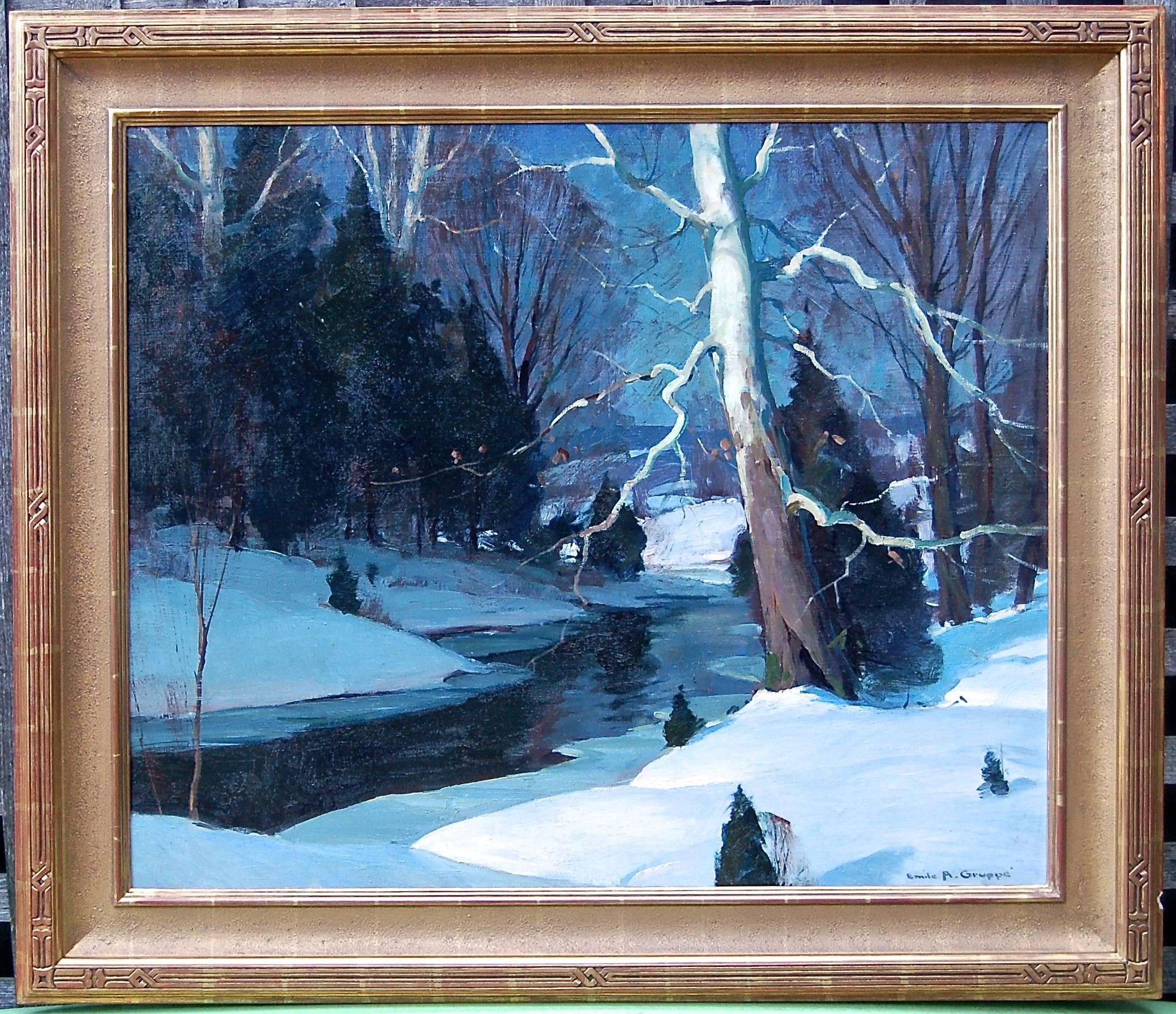Emile Albert Gruppe Landscape Painting - Winter in Woodstock, NY