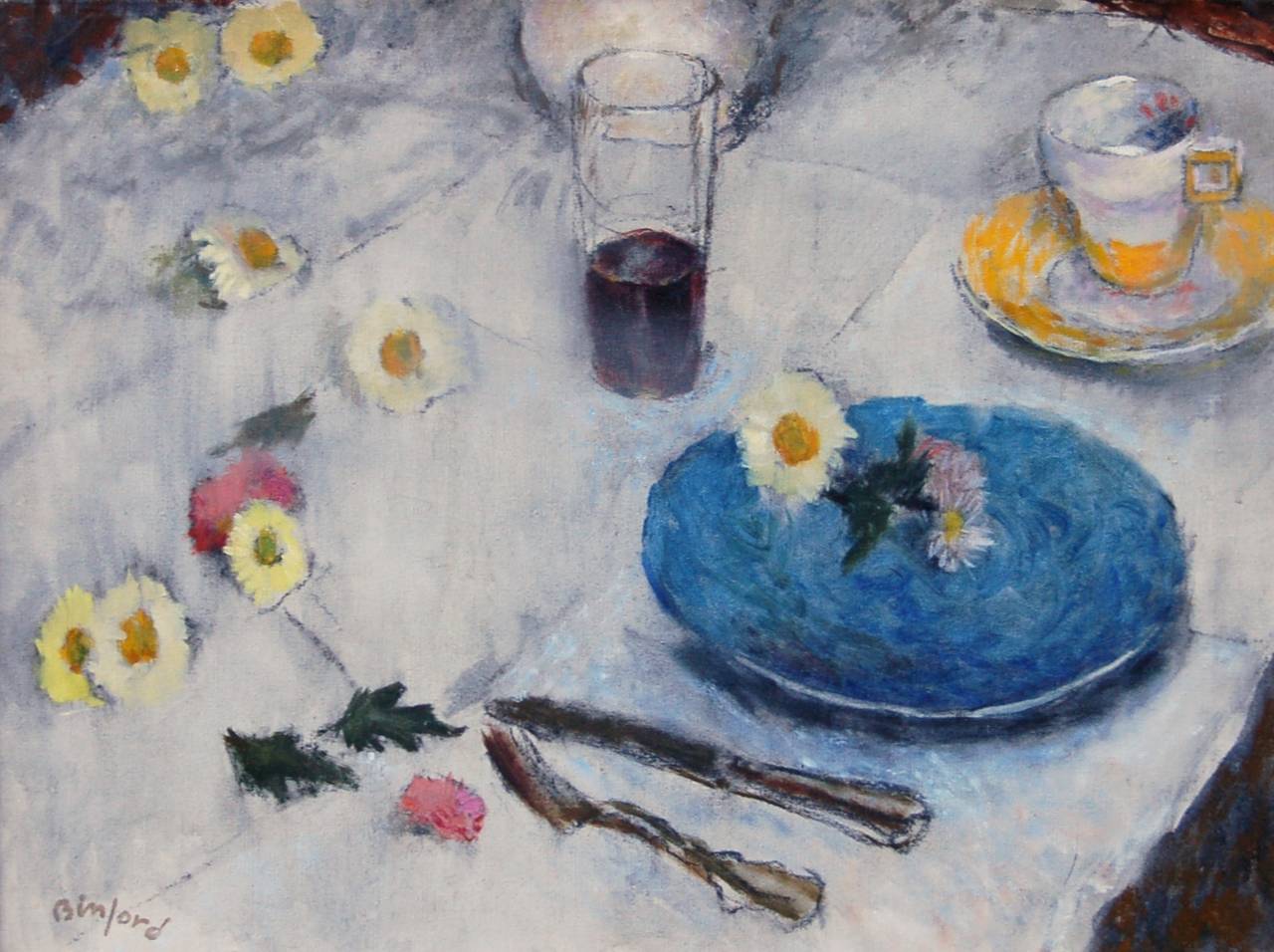 Julian Binford Still-Life Painting - Blue Plate