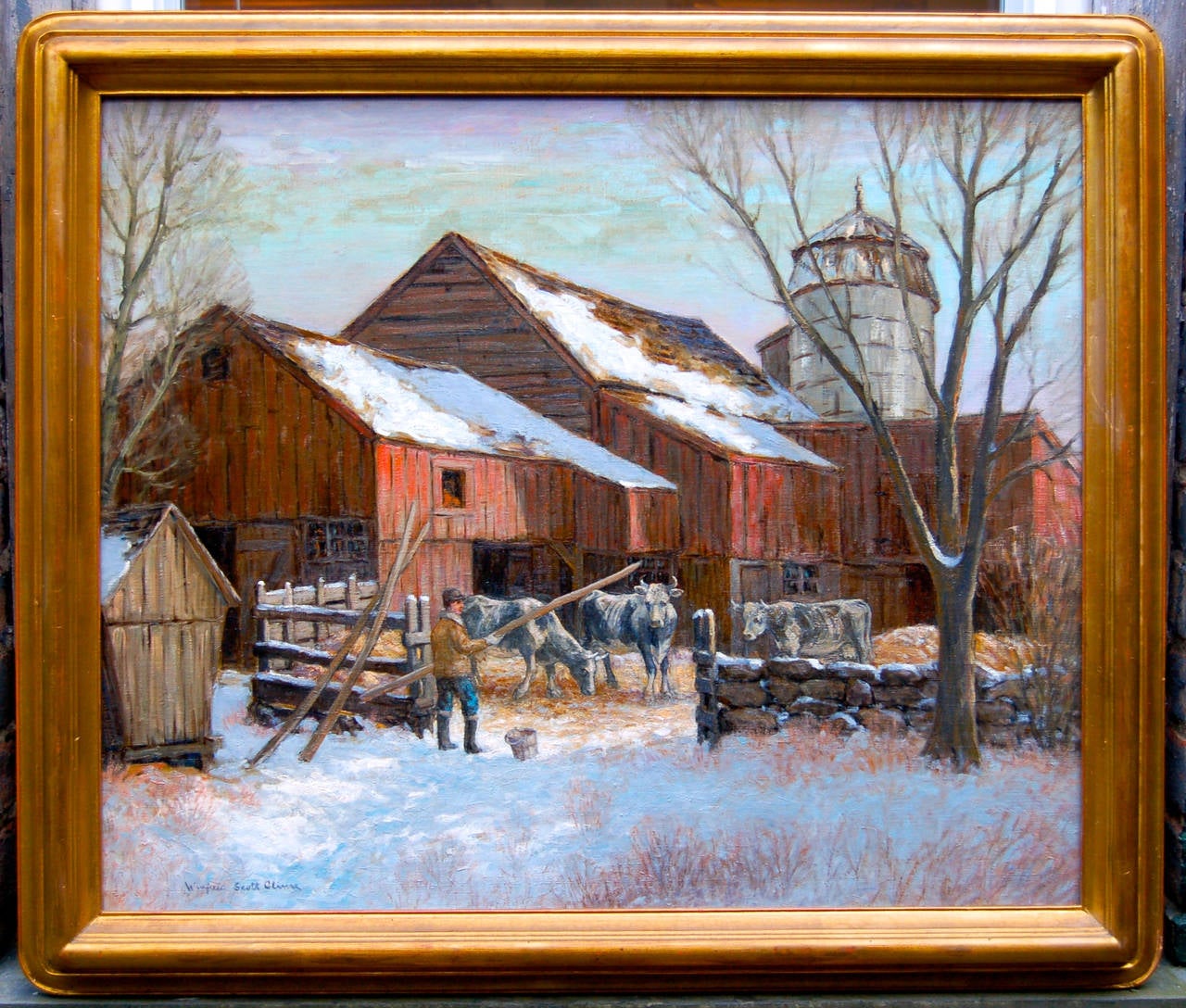 The Red Barn - Painting by Winfield Scott Clime