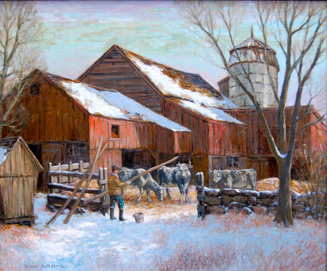Winfield Scott Clime Landscape Painting - The Red Barn