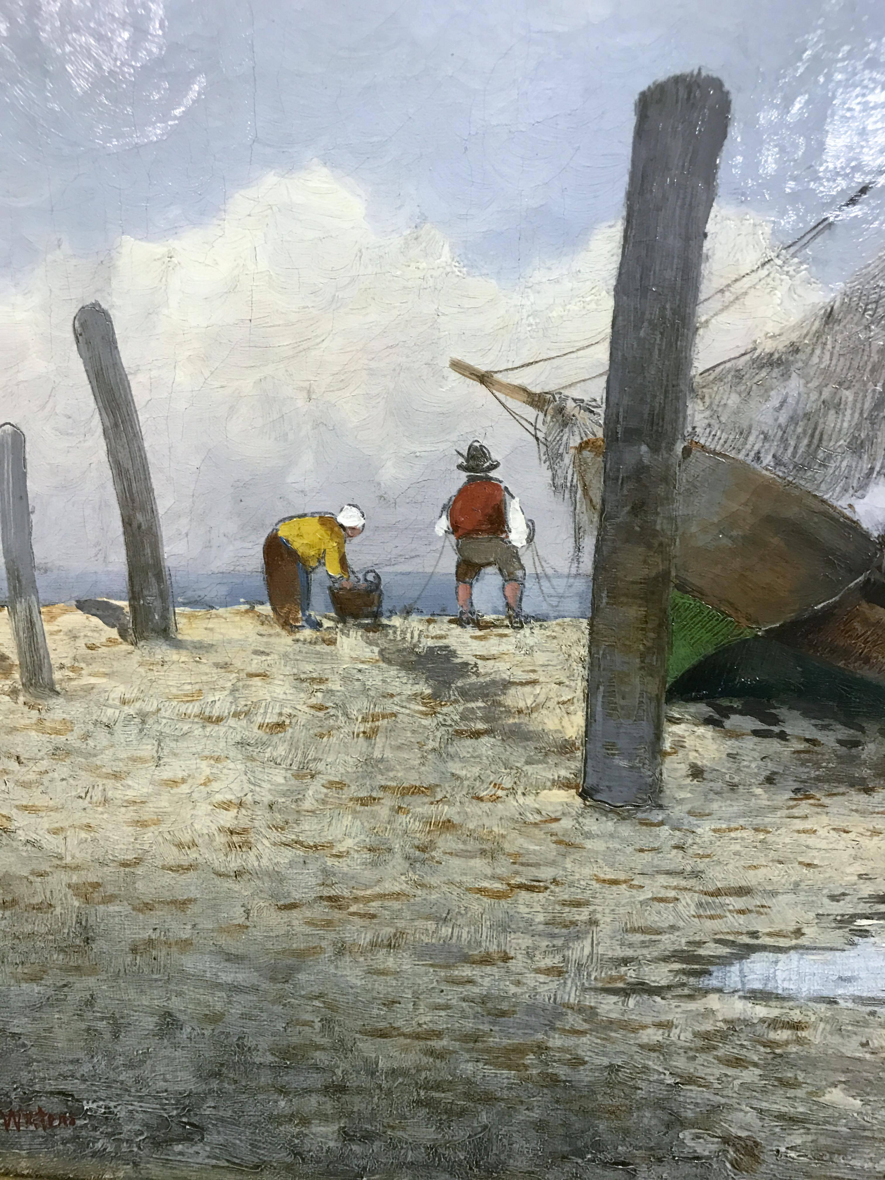 Costal Scene - Gray Landscape Painting by H. Waters