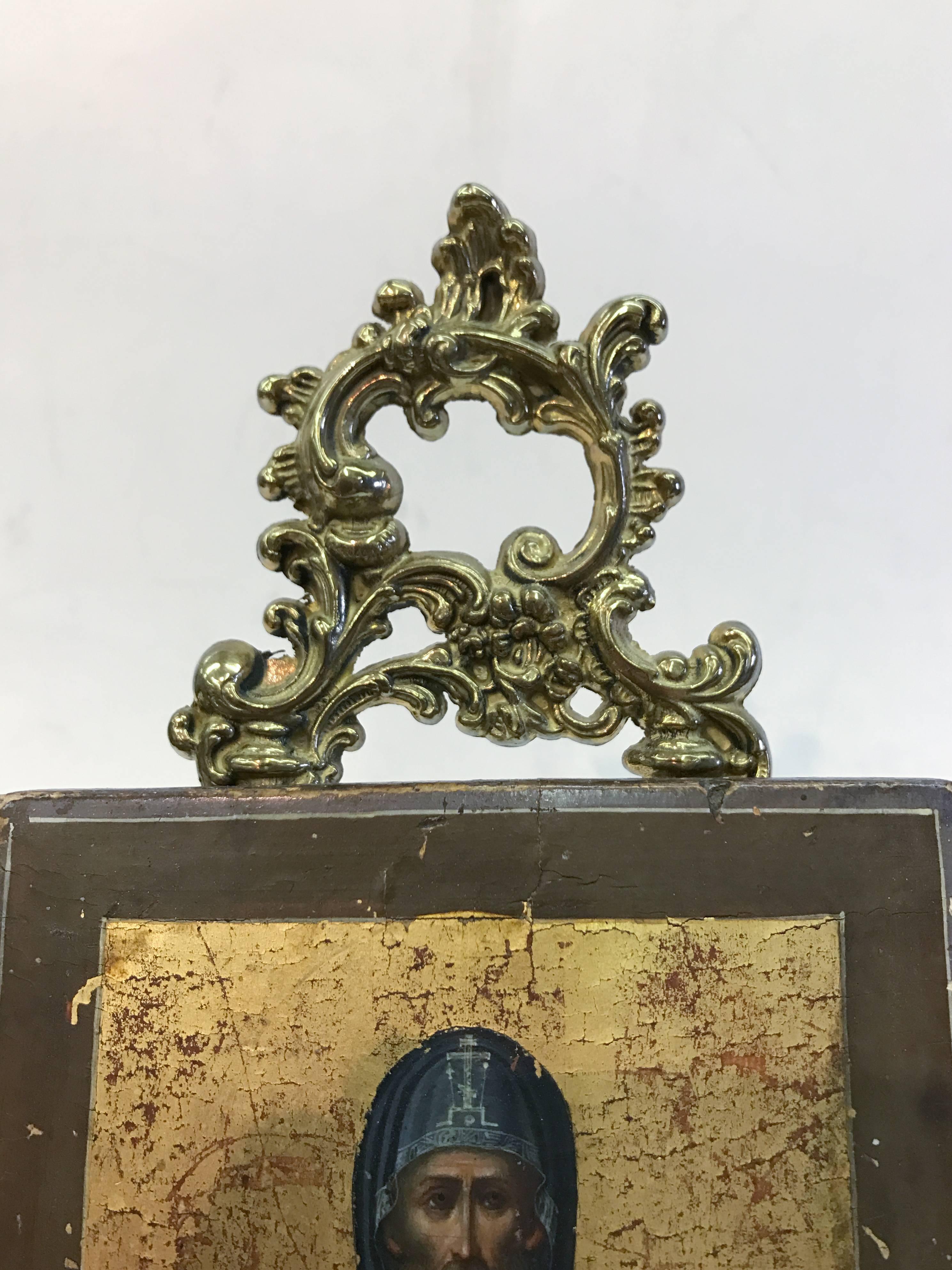 Russian Icon with Stand - Renaissance Painting by Unknown