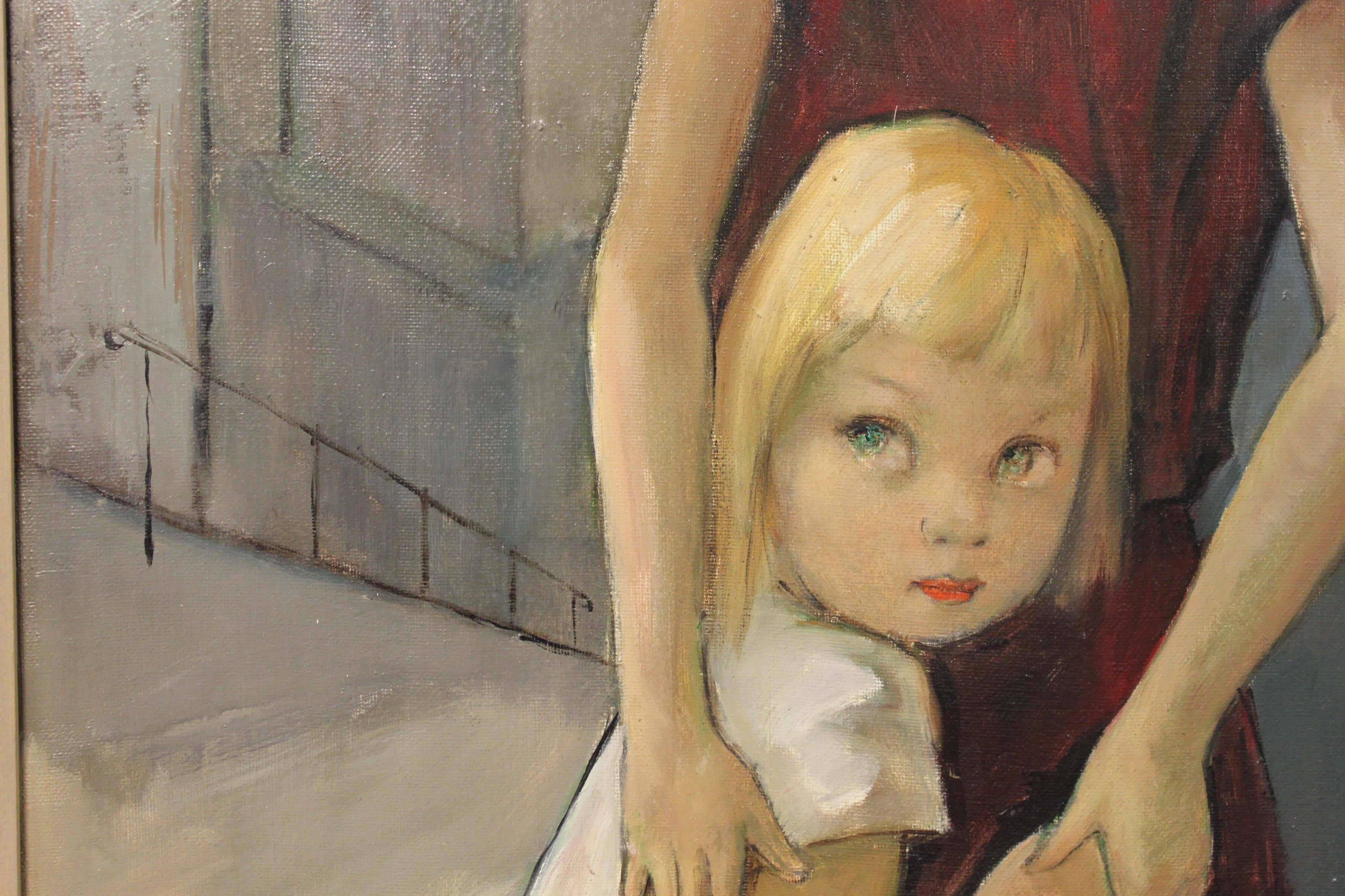 Children - Modern Painting by Pierre Le Faguays