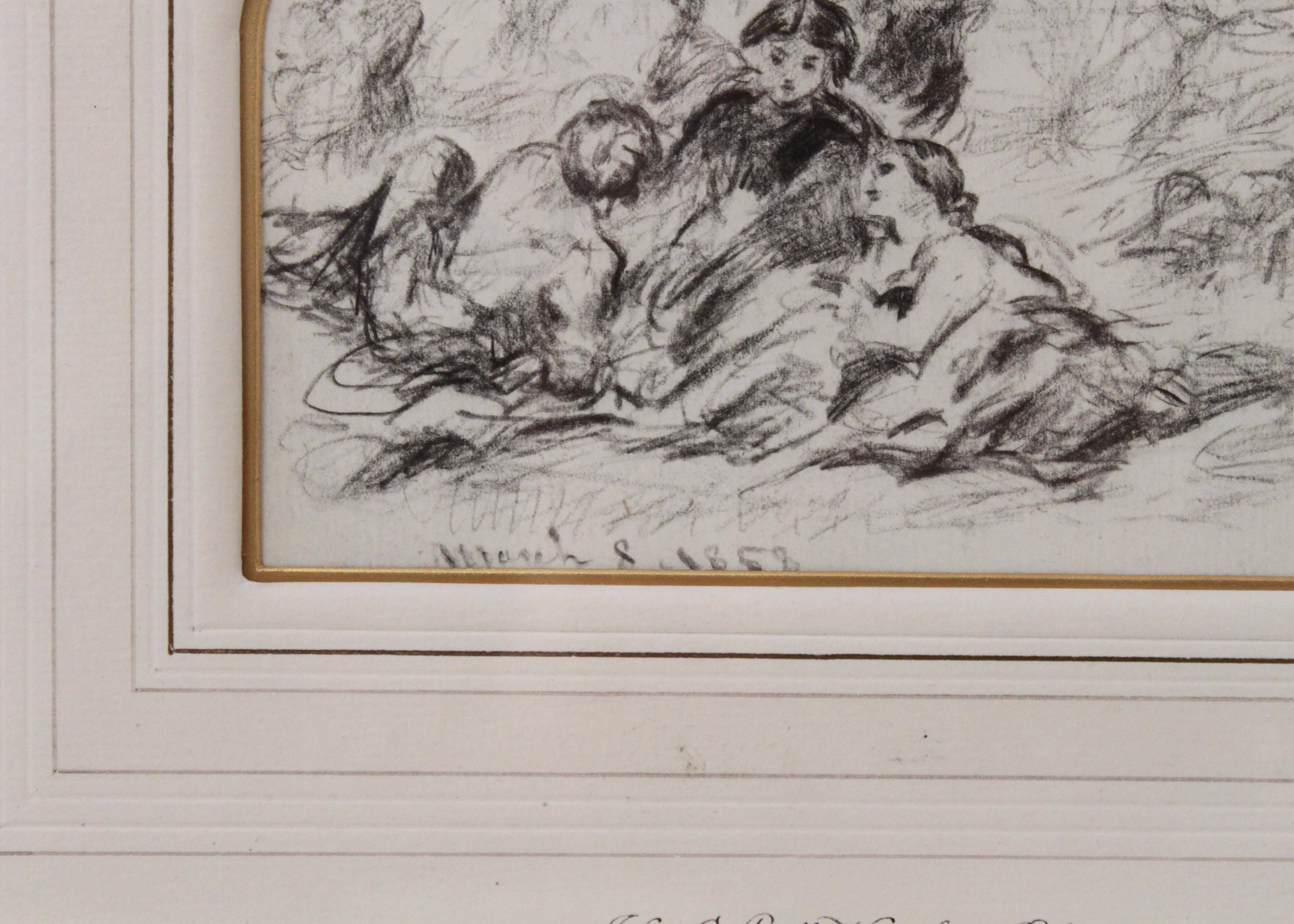 Set of two original drawings by John Callcott Horsley, R.A. (January 29th, 1817 - October 18th, 1903), an English Academic painter and illustrator of historical scenes and best known for designing the first Christmas card for Henry Cole in 1857.