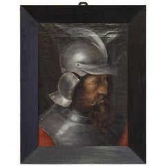 Antique Man in Steel Helmet Painting