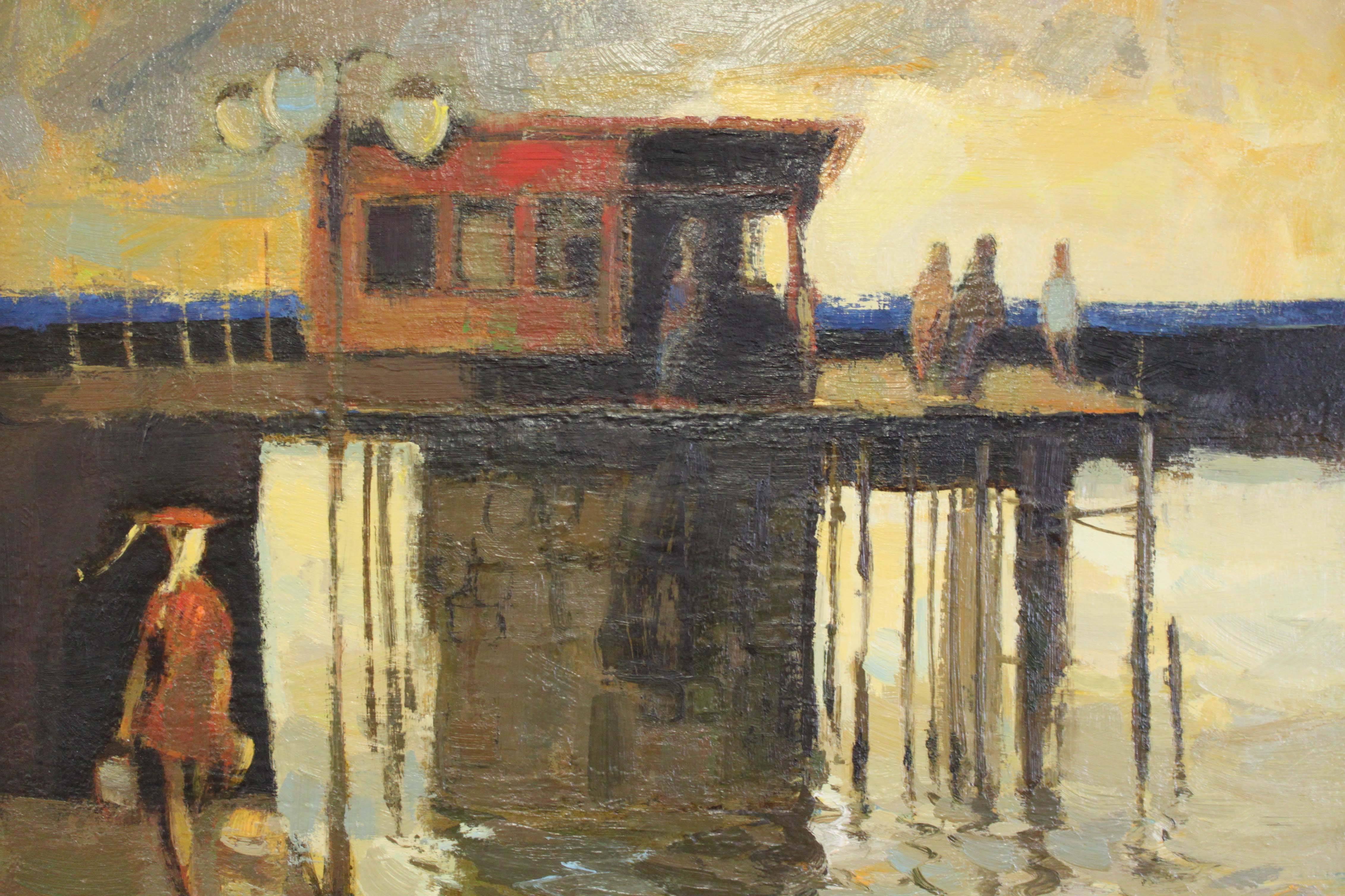 Pier - Modern Painting by Lenard Kester