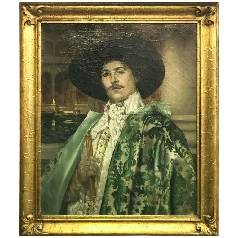Alexis d'Ambrossi Figurative Painting - Cavalier in a Green Cape