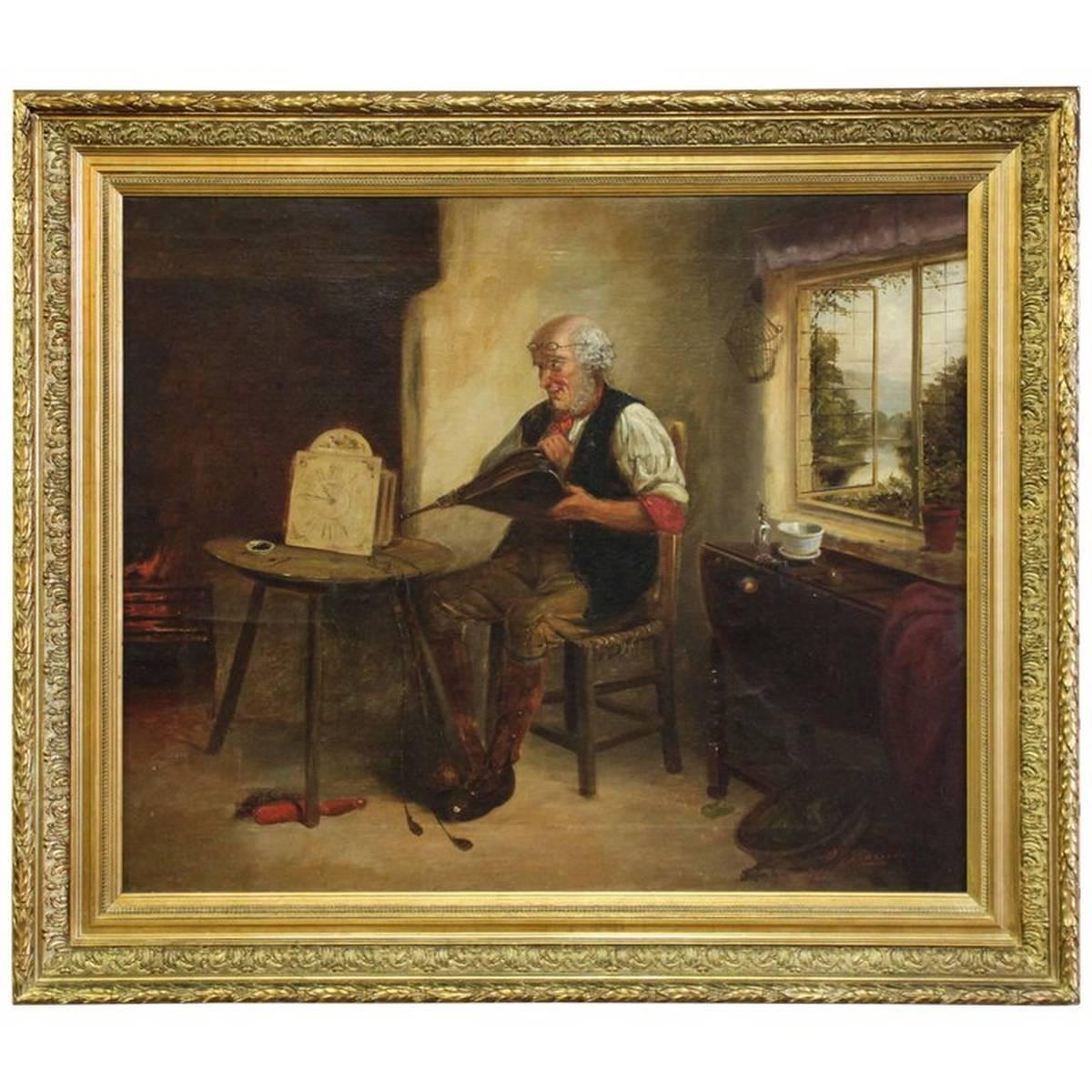 The Old Clockmaker - Painting by G.J. Barnes