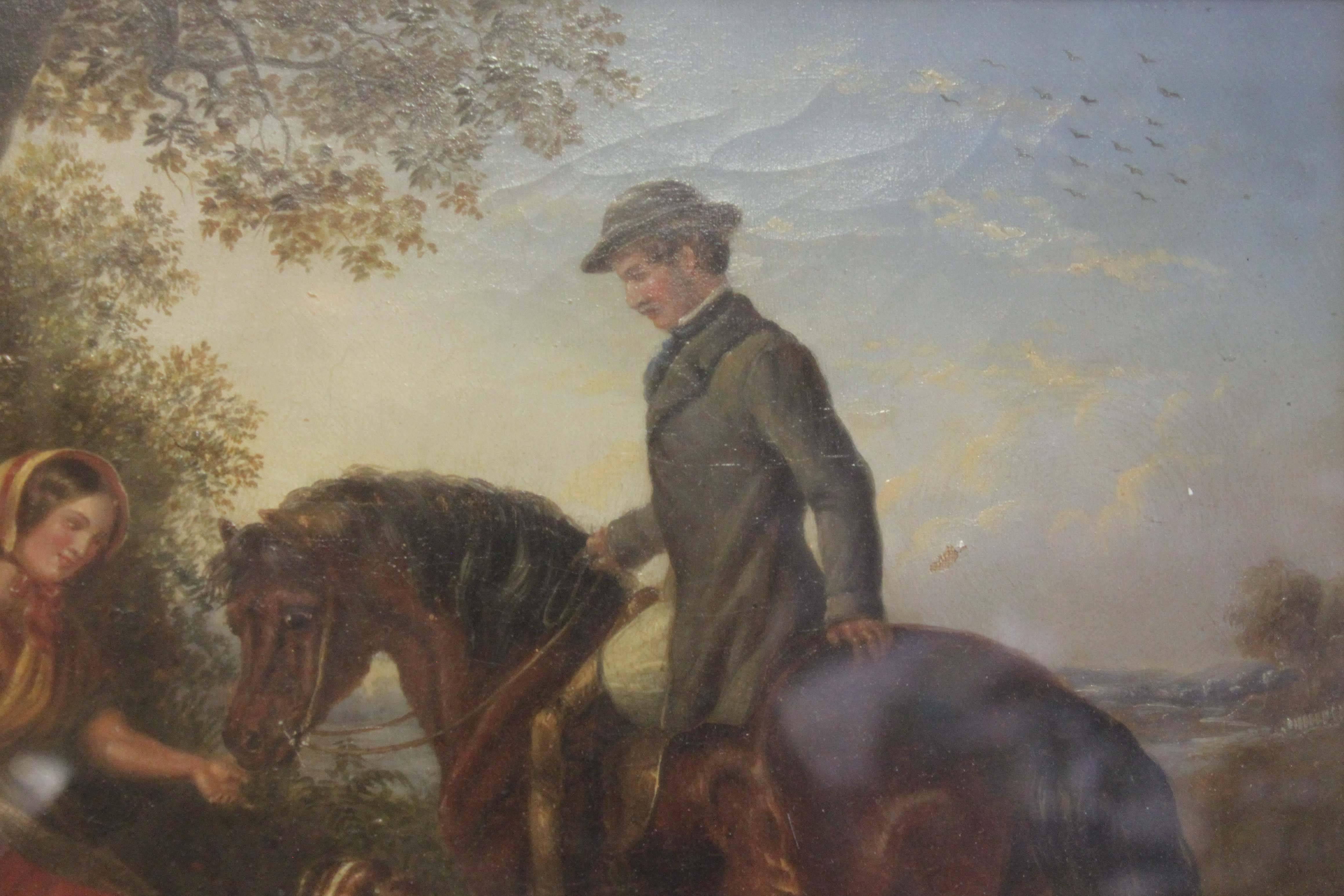 The Master Greeting Gypsies - Brown Figurative Painting by William Shayer Senior