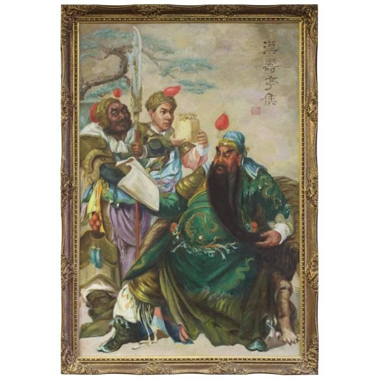 Unknown Figurative Painting - Oil Painting of Guan Yu