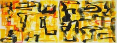 "The Chief V", abstract gestural monoprint, red, yellow, black