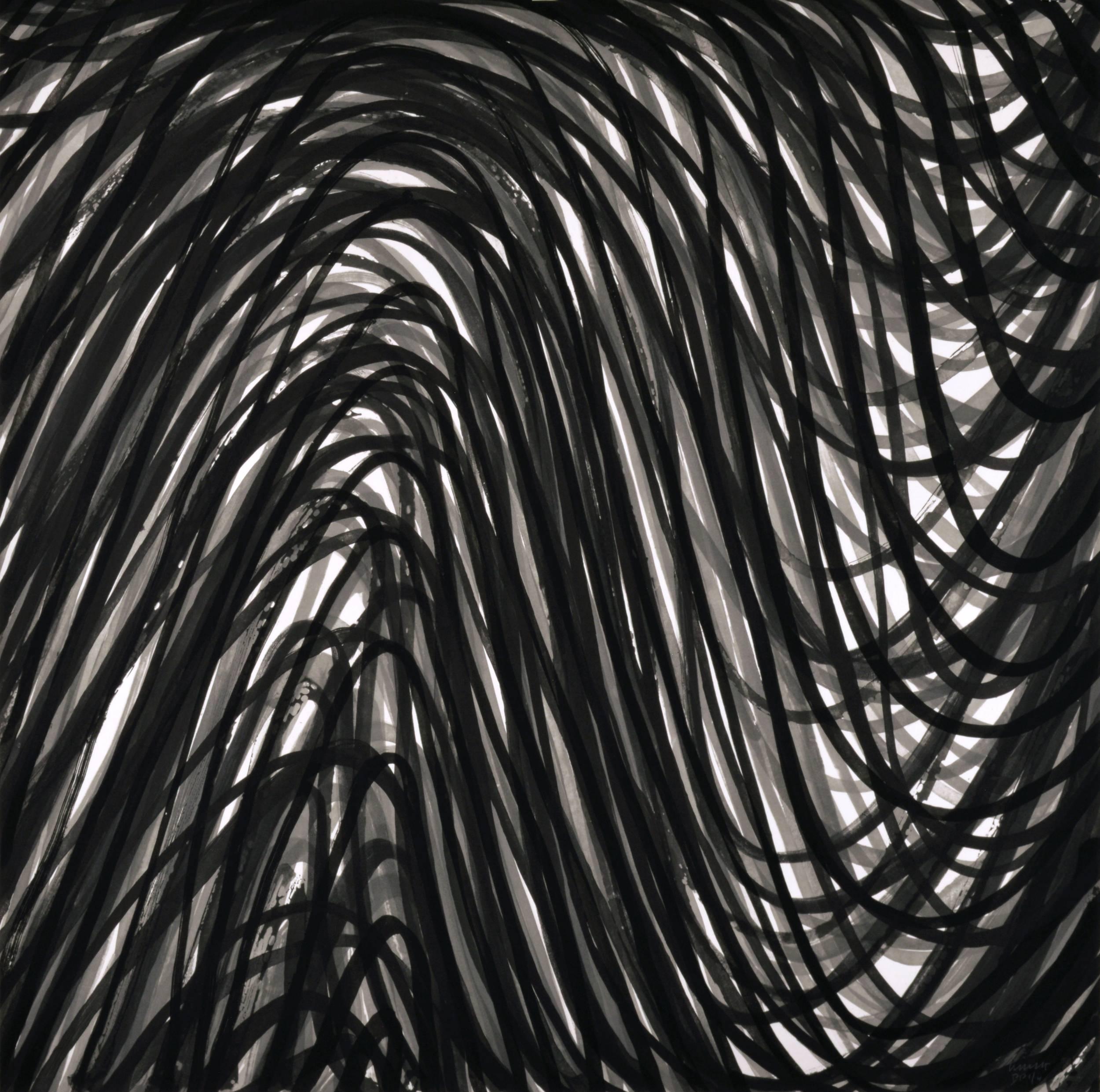 Sol LeWitt Abstract Print - Wavy Brushstrokes #2 (Black), aquatint, abstract, LeWitt, monochromatic