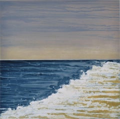 "Sea #4", color aquatint, spit bite, soft seascape, blue, violet, grey, ochre