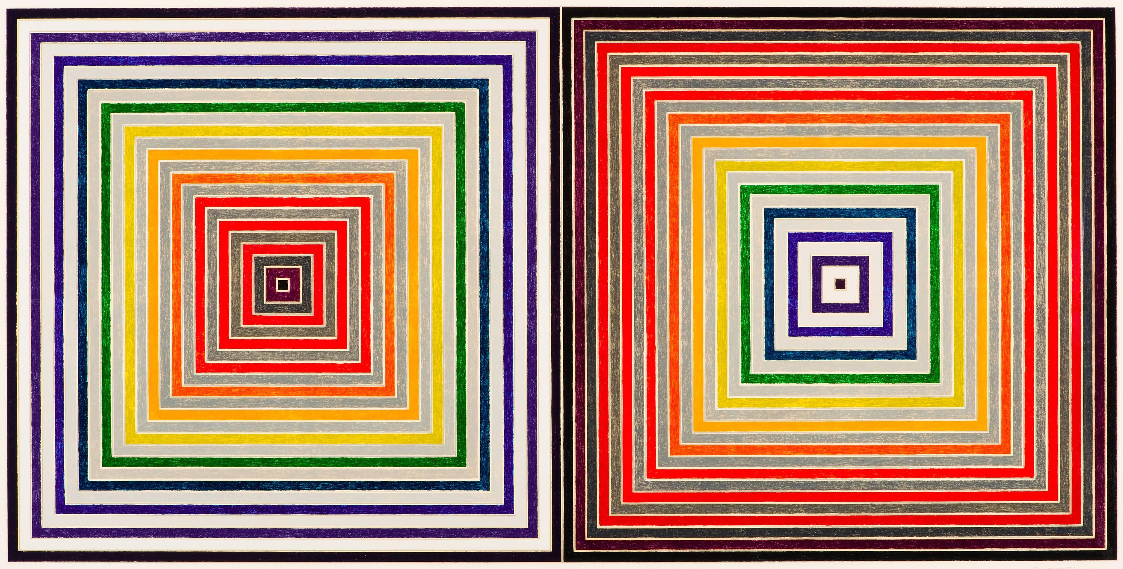 Frank Stella Abstract Print - Double Gray Scramble