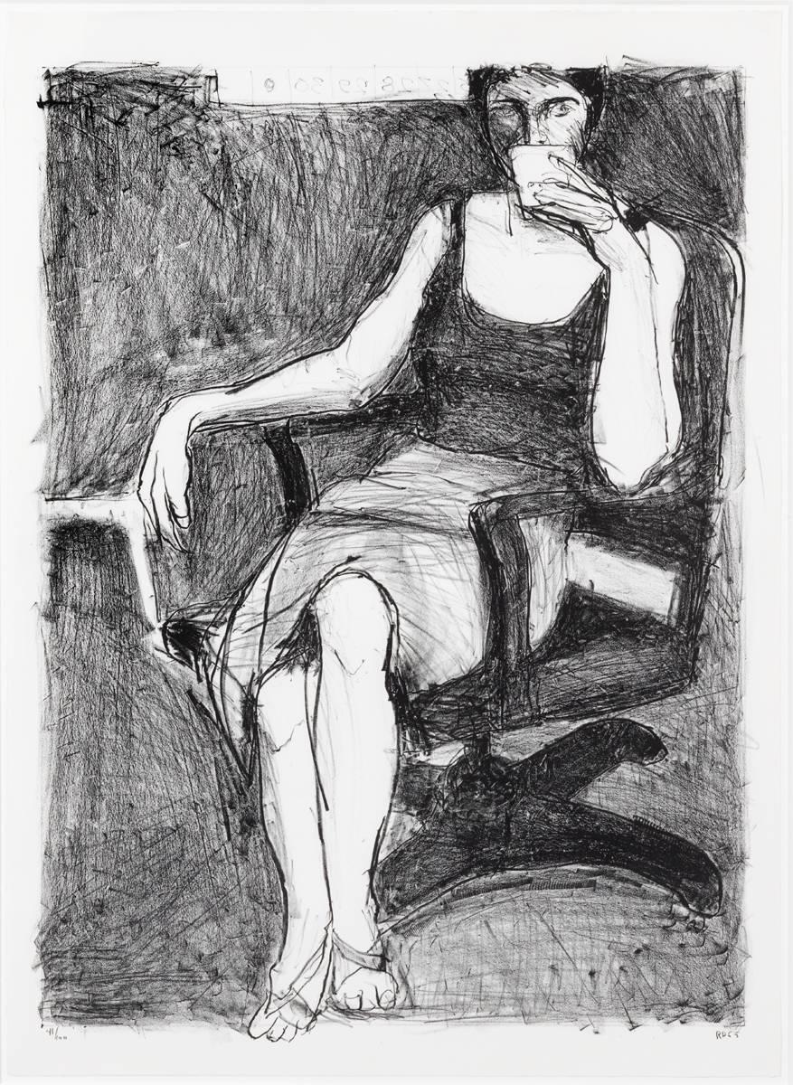 Richard Diebenkorn Figurative Print – Seated Woman Drinking from a Cup