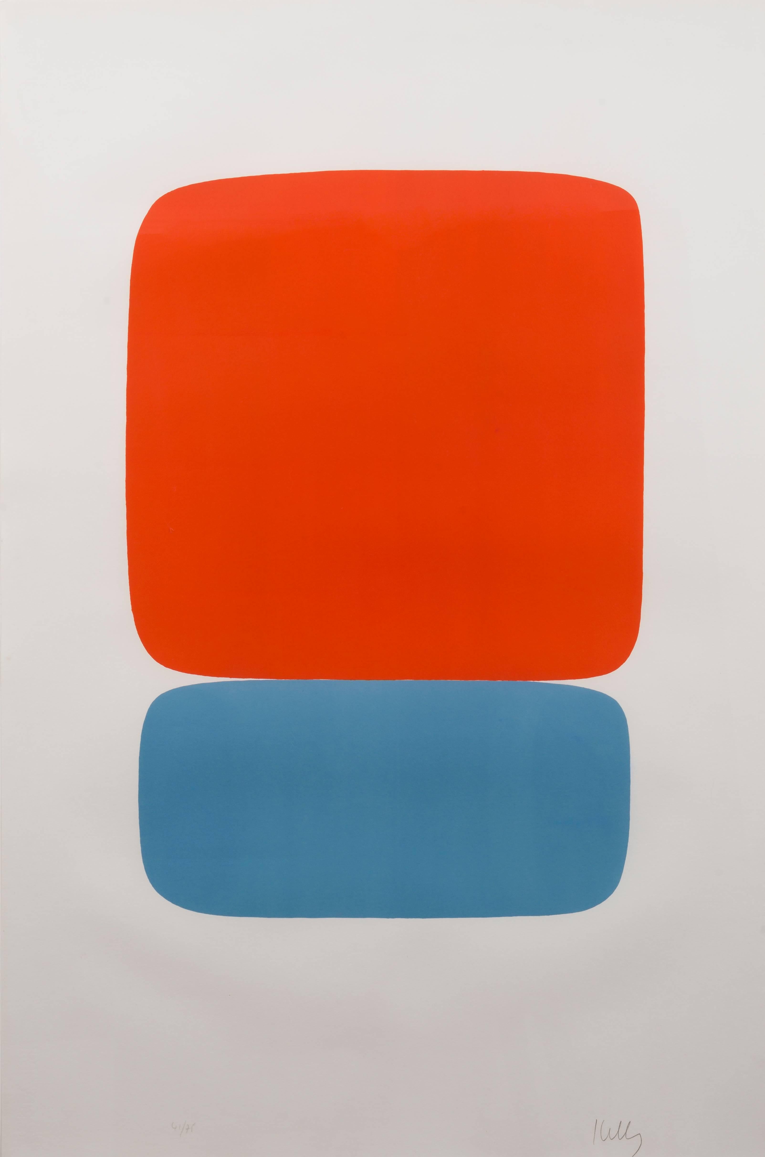 Ellsworth Kelly Abstract Print - Red-Orange over Blue