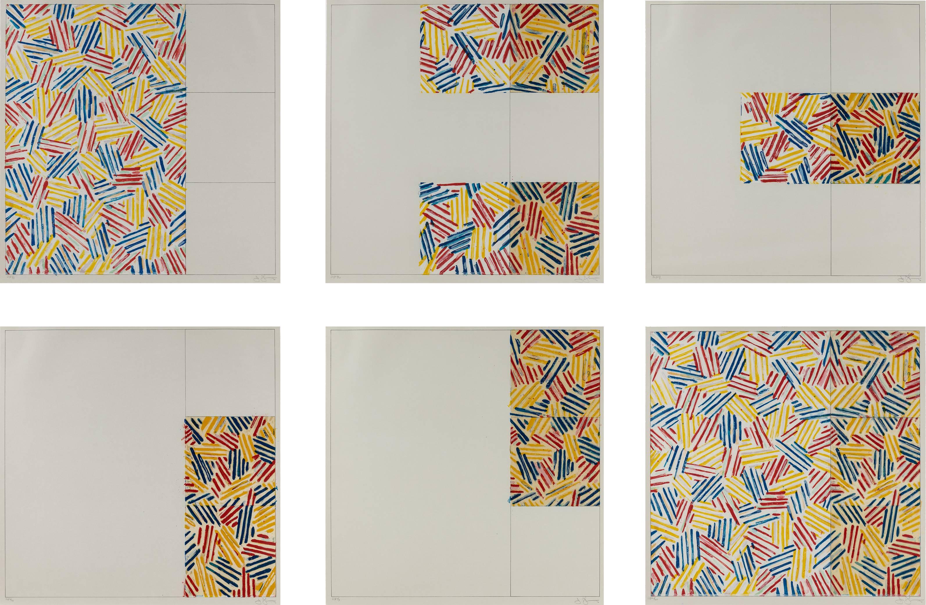 Jasper Johns Abstract Print - 6 Lithographs (after Untitled 1975)