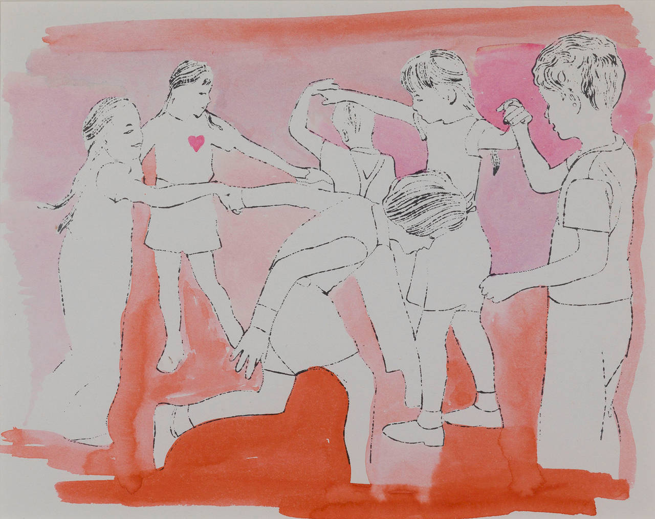 Children Playing Ring Around the Rosie - Print by Andy Warhol
