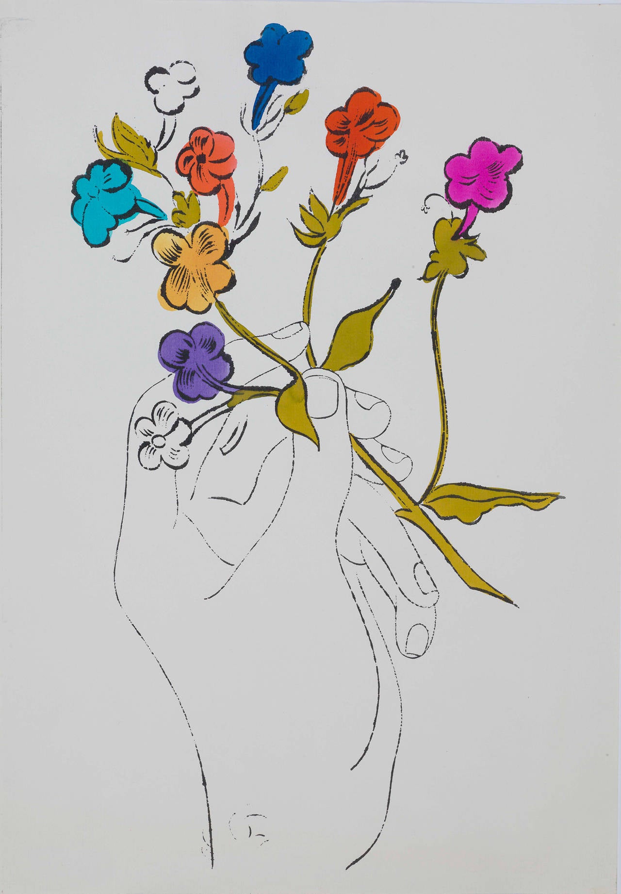 Hand and Flowers - Print by Andy Warhol