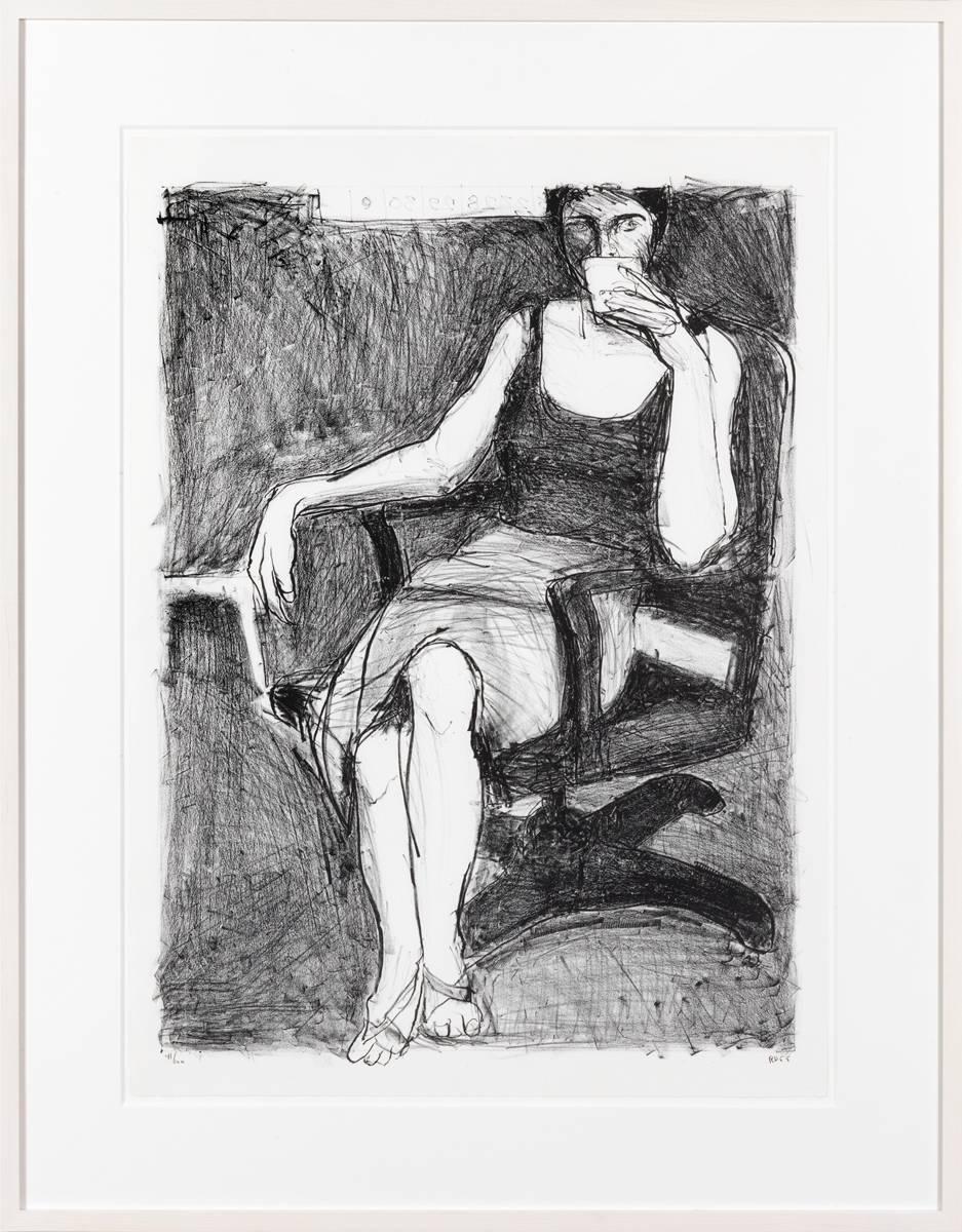 Seated Woman Drinking from a Cup - Print by Richard Diebenkorn