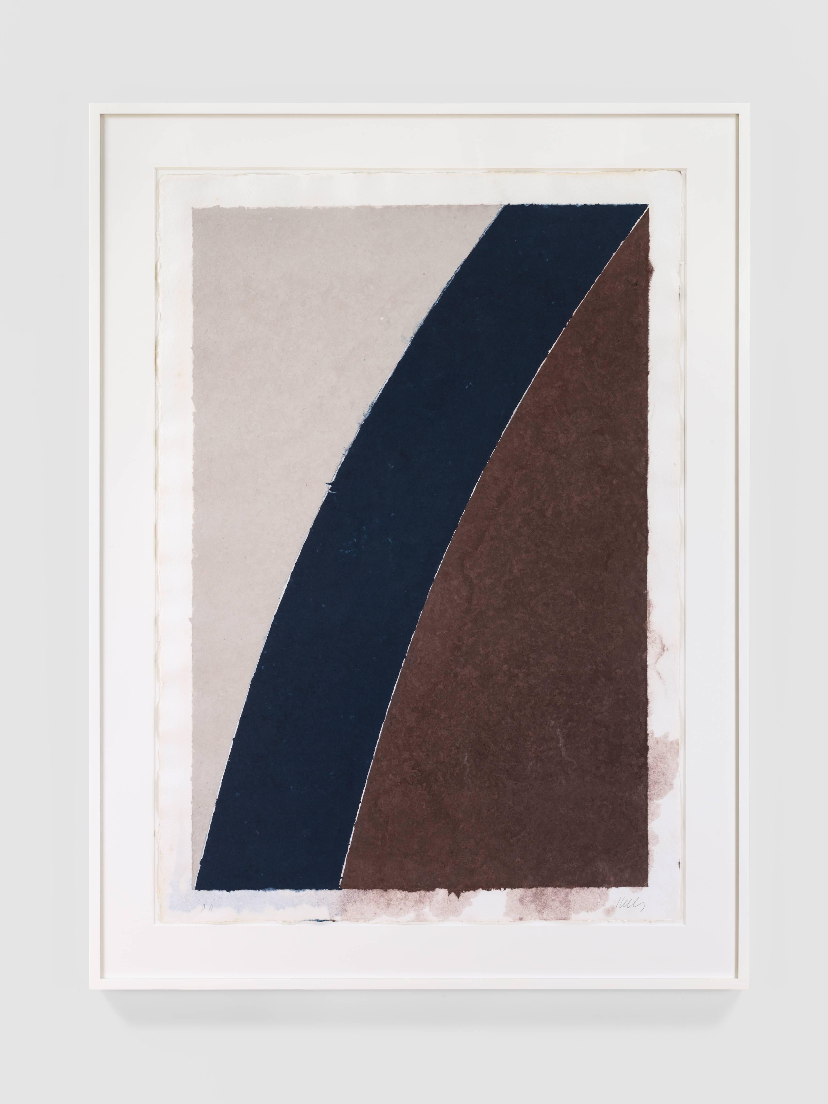 Colored Paper Image XII (Blue Curve with Brown and Gray) - Print by Ellsworth Kelly