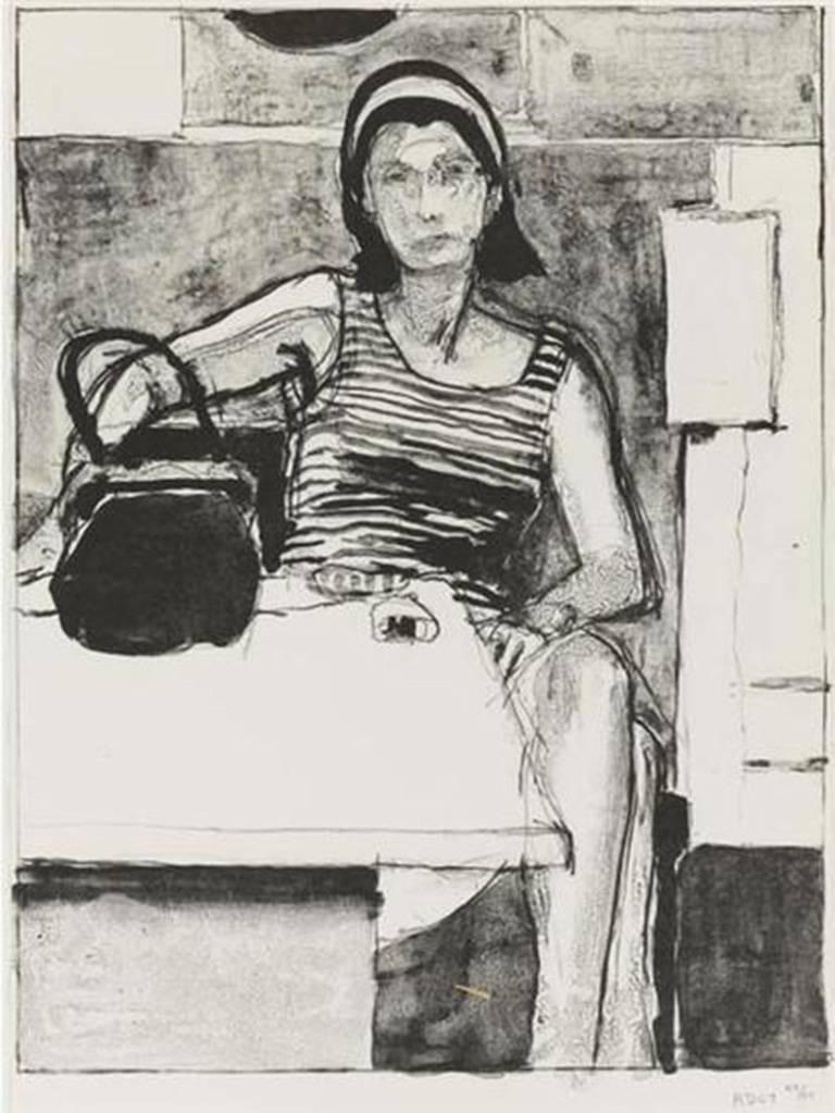 Woman Seated at a Table - Print by Richard Diebenkorn