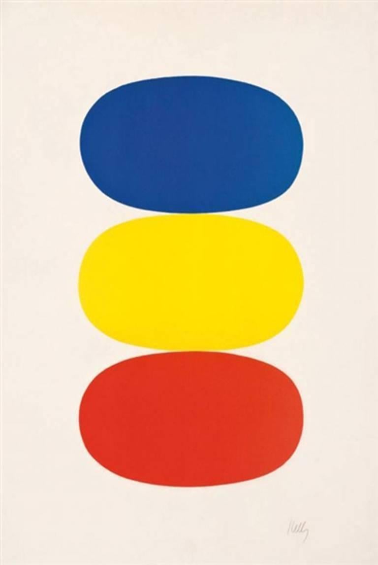 Ellsworth Kelly Abstract Print - Blue and Yellow and Red-Orange