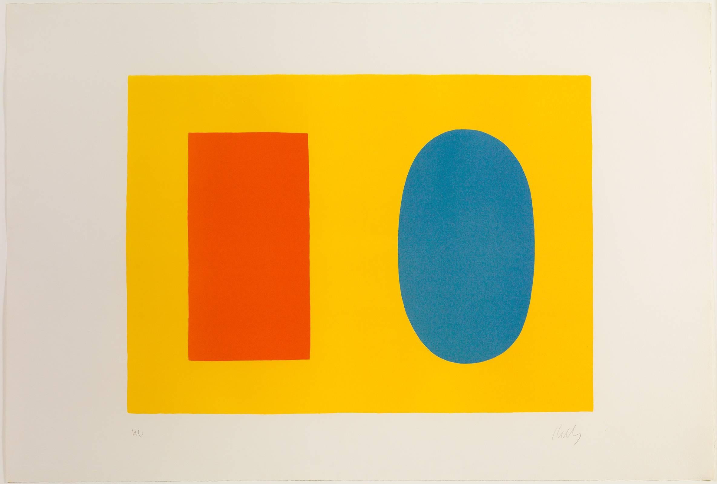 Ellsworth Kelly Abstract Print - Orange and Blue over Yellow