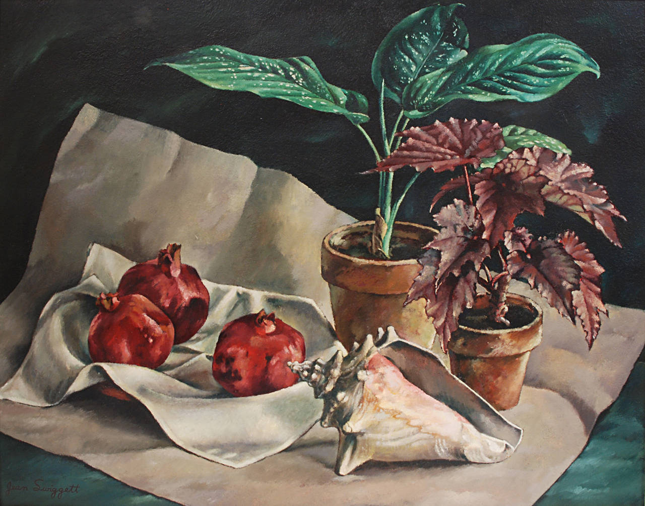 Jean Swiggett Still-Life Painting - Pomegranate and Conch
