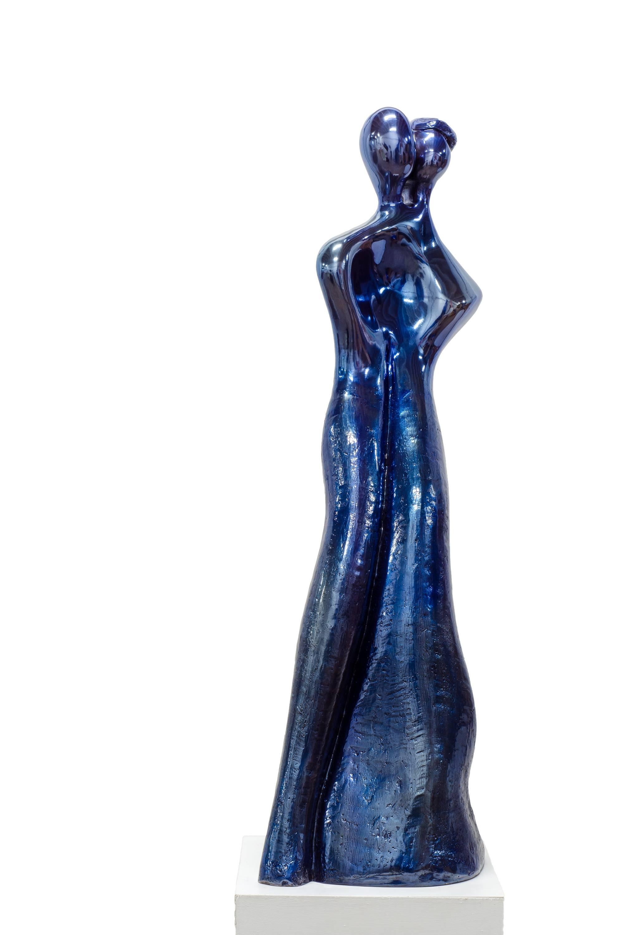 Soulmates #1 (in Blue). When In love, their souls and bodies fuse into just one. - Sculpture by Beatriz Gerenstein