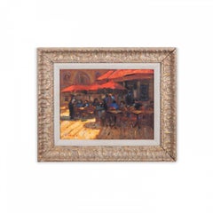 Late 20th Century Oil on Canvas Cafe Scene by John Mackie