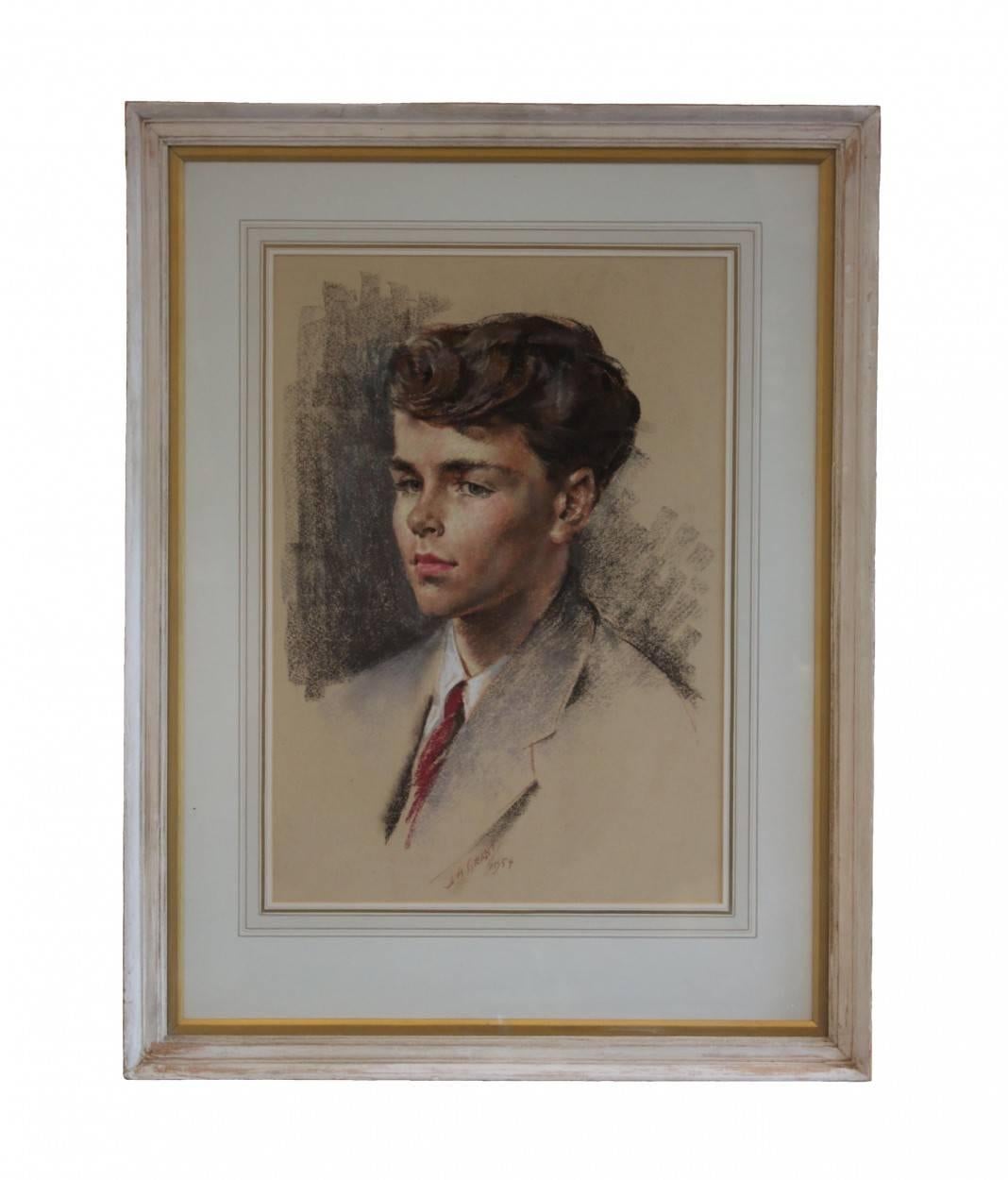 Mid 20th Century Pair of Pastel Drawings by James Arden Grant For Sale 5