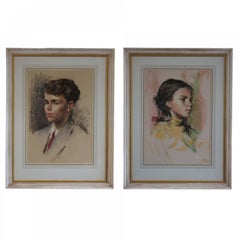 Mid 20th Century Pair of Pastel Drawings by James Arden Grant