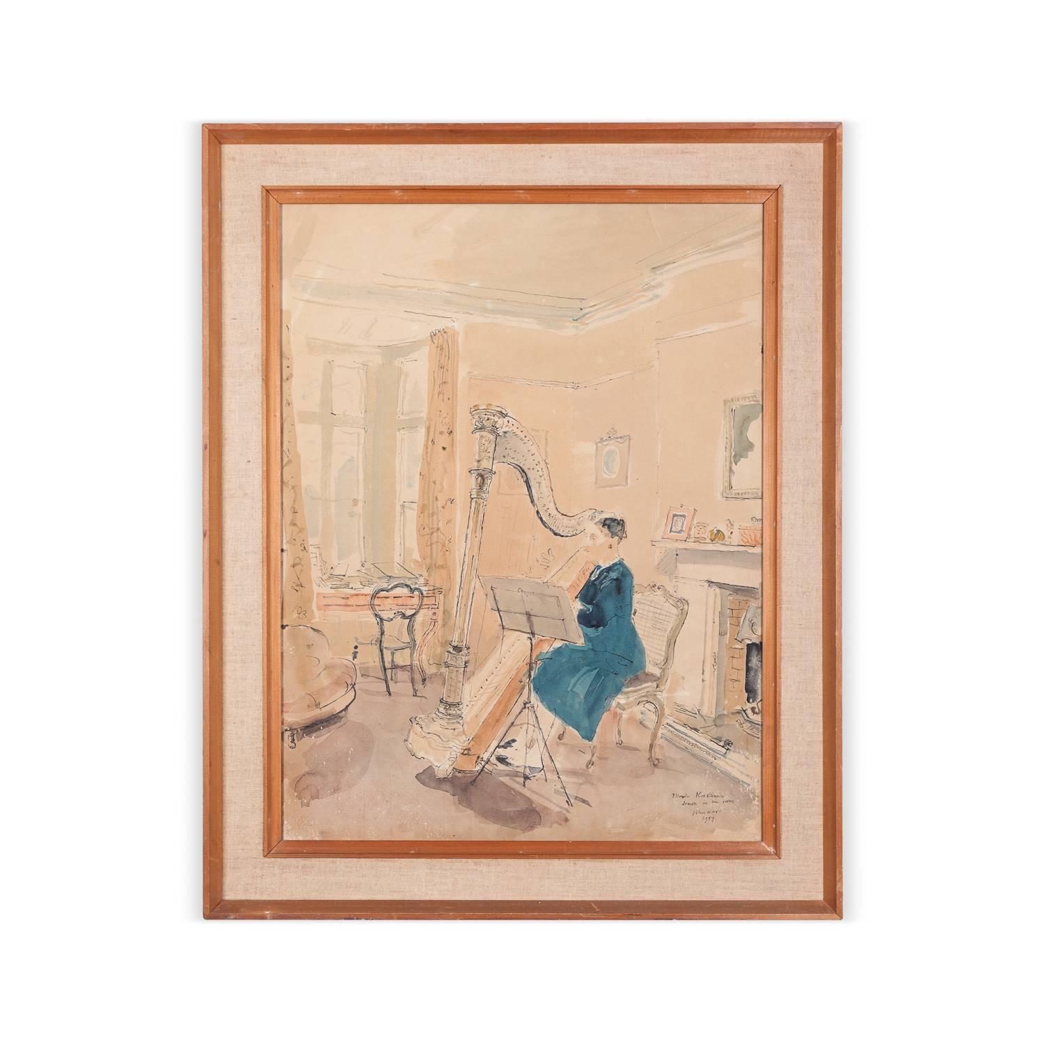 Pen, ink and watercolour of Maria Korchinska drawn in her room by John Stanton Ward signed and dated 1959.

The picture measures 62.5cm by 47cm. The frame measures 77.5cm by 62cm.



John Stanton Ward CBE (10th October 1917 - 13th June 2007) 

Ward