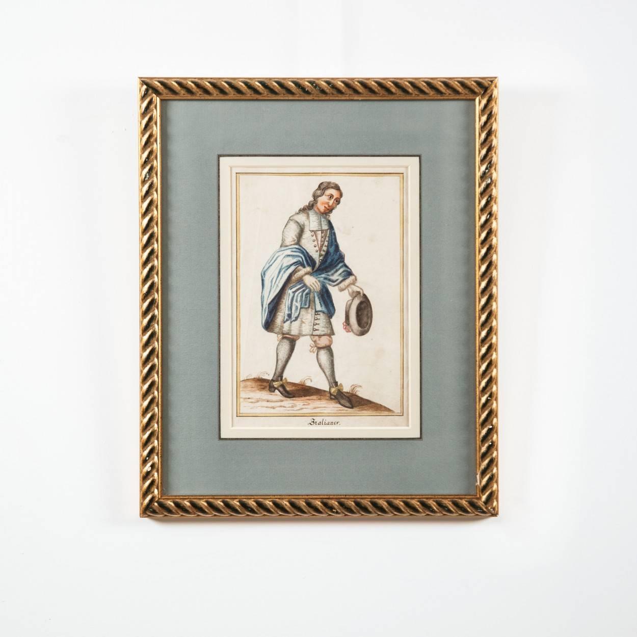Set of 10 18th Century German Watercolours Depicting Figures In National Costume – Art von Unknown