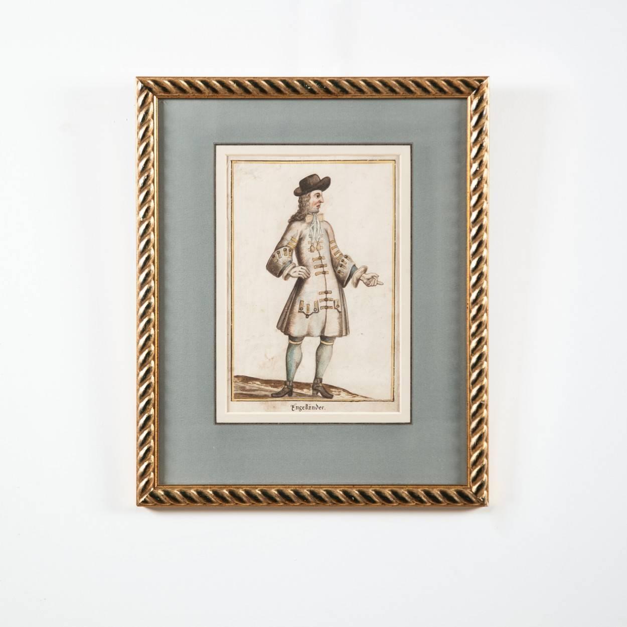 Set of 10 18th Century German Watercolours Depicting Figures In National Costume For Sale 2