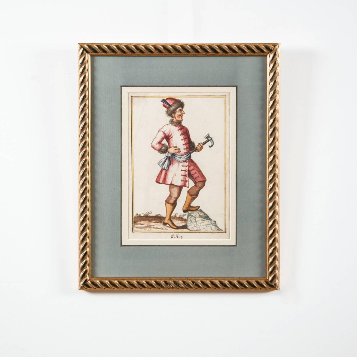 Set of 10 18th Century German Watercolours Depicting Figures In National Costume For Sale 4