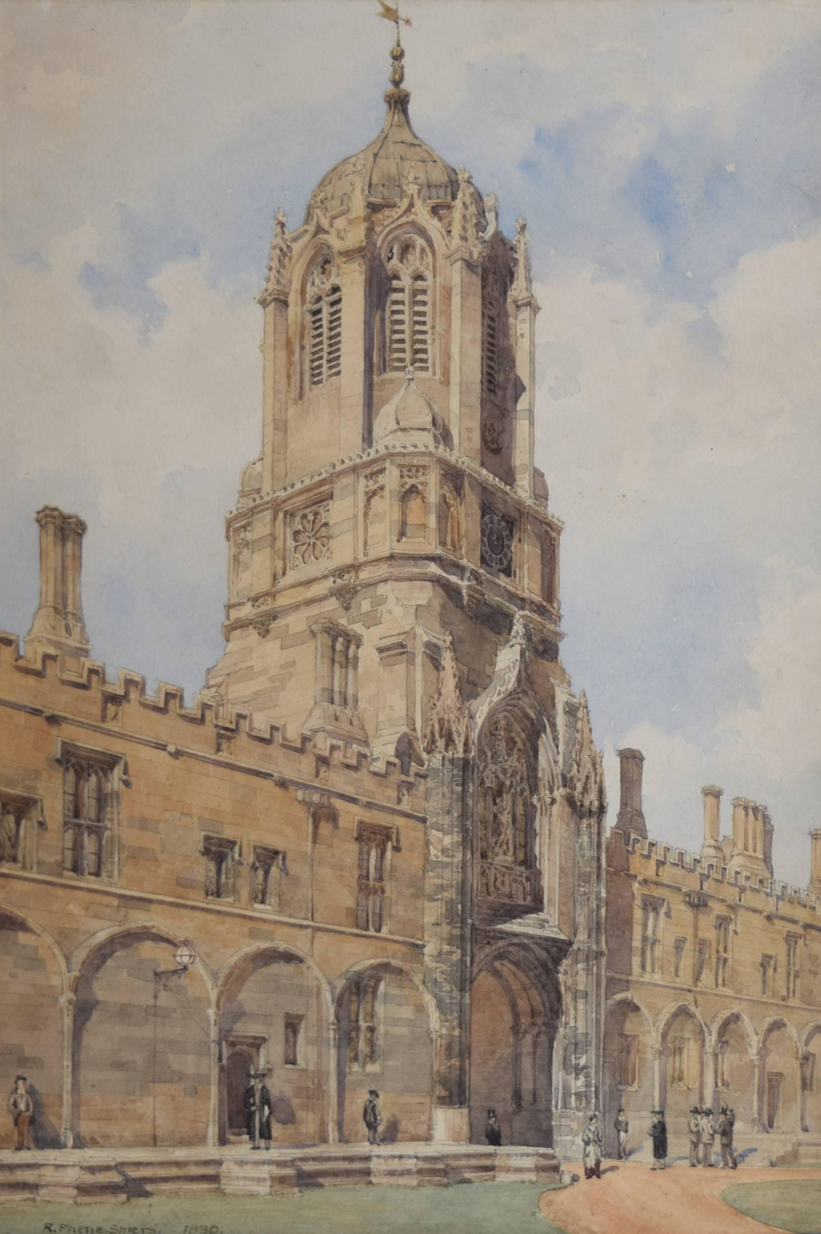 Richard Phene Spiers Landscape Art - R. Phene Spiers Tom Tower Christ Church Oxford watercolour