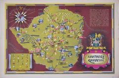 Southern Rhodesia map poster c.1950 Denys Nicholls Zimbabwe HMSO African art