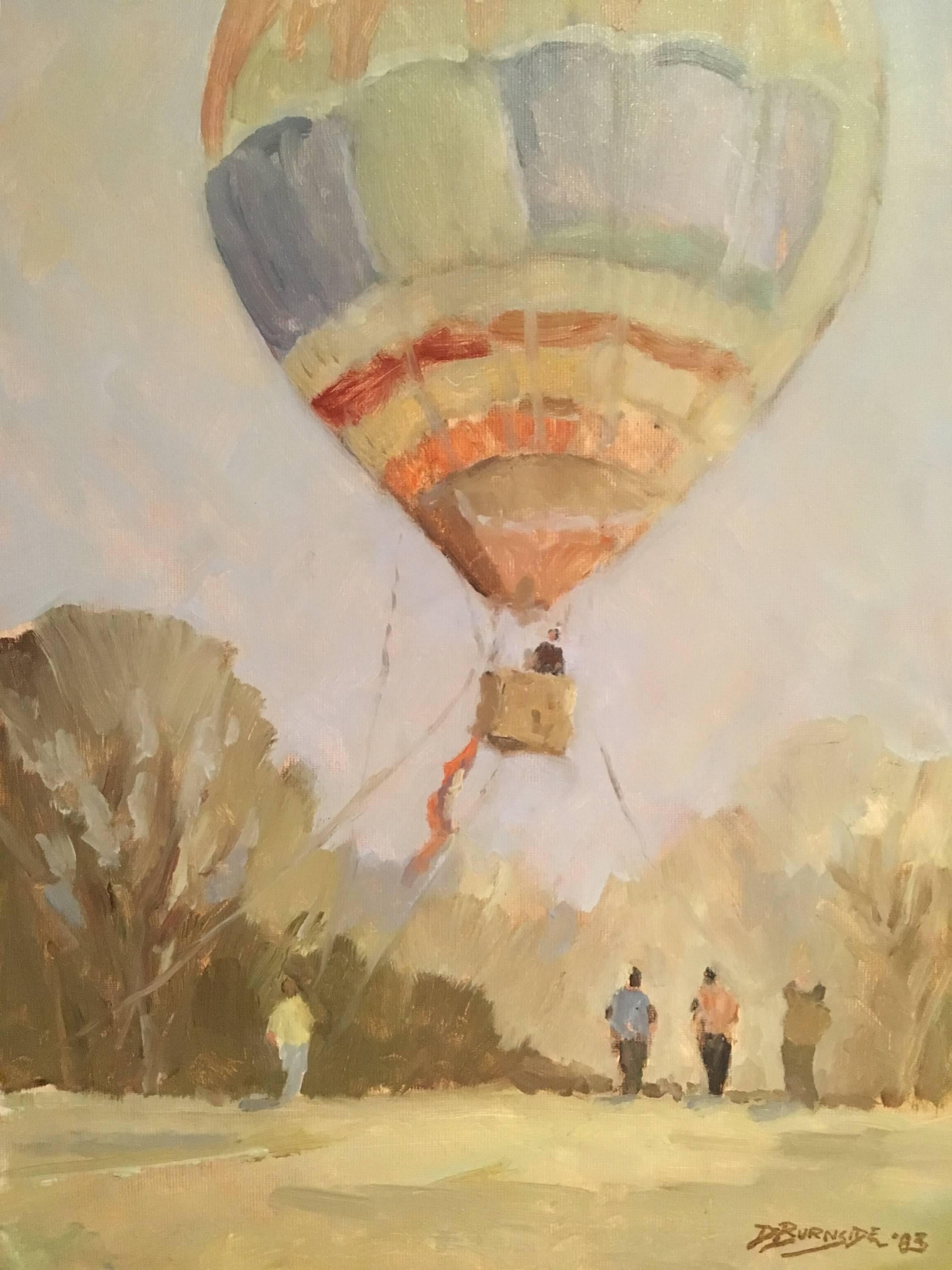 hot air balloon oil painting