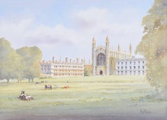 King
s College Cambridge watercolour: K W Burton (British, late 20th century)