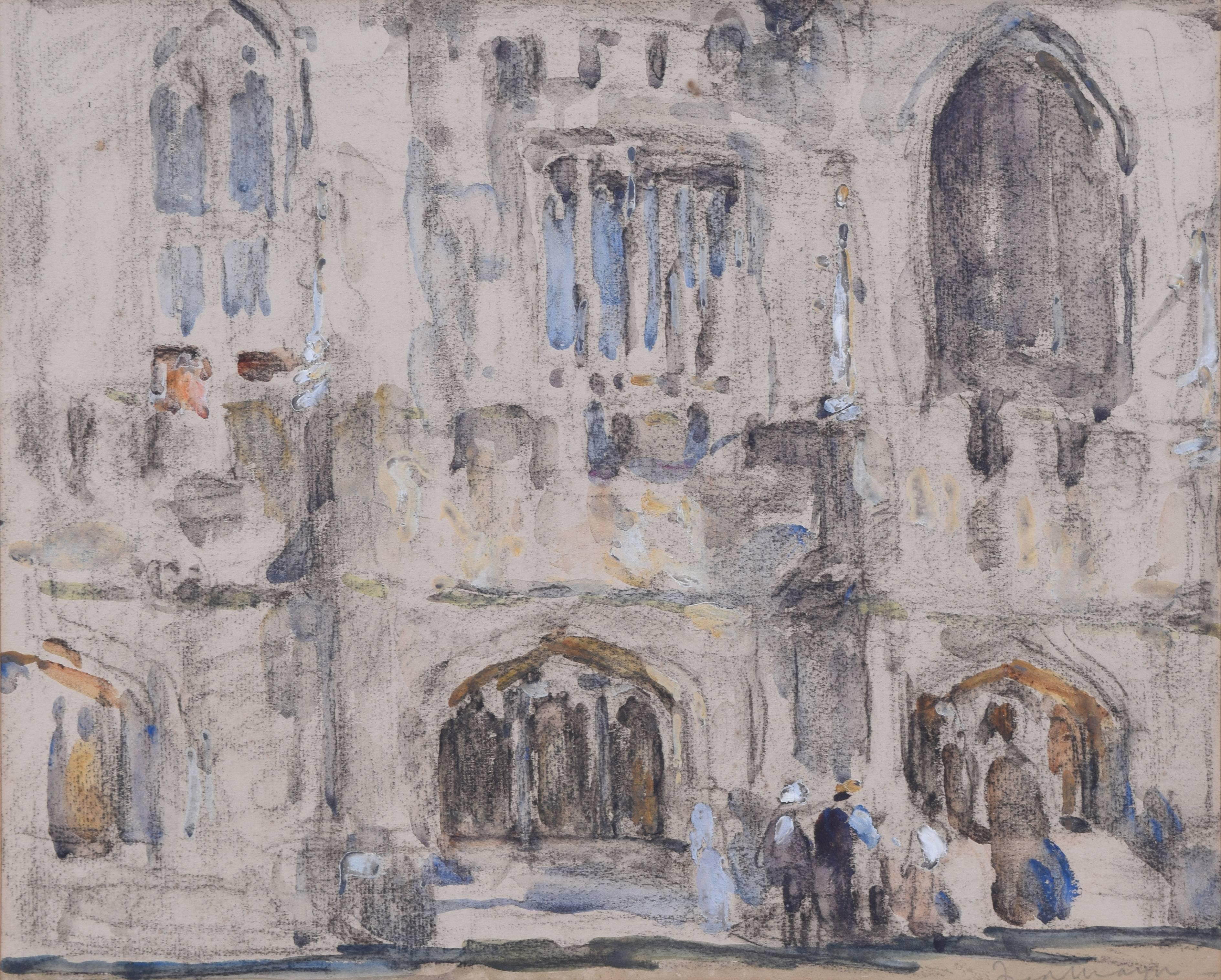 Fred Mayor (britannique, 1865-1916)
Magdalen College, Oxford
Aquarelle et crayon
12x15"

Dans ce tableau, Mayor capture la Madeleine dans son style impressionniste habituel, avec une utilisation efficace d'éclaboussures de couleurs et une