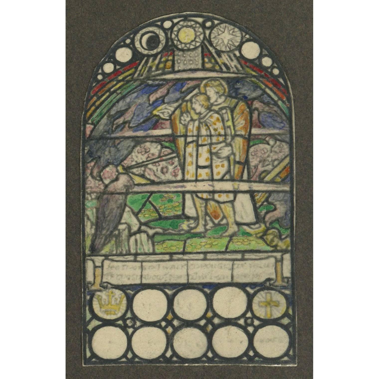 Florence Camm Landscape Art - TW Camm Valley of the Shadow of... Stained Glass Window Design Wrekin College UK