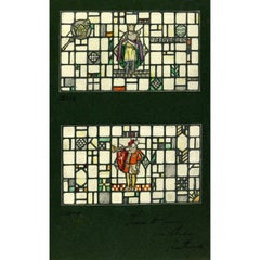 King Arthur and a Herald - Arthurian Stained Glass Window Design For TW Camm 