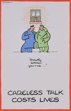 Vintage Careless Talk Costs Lives 'Fougasse' Cyril Kenneth Bird World War 2 Poster