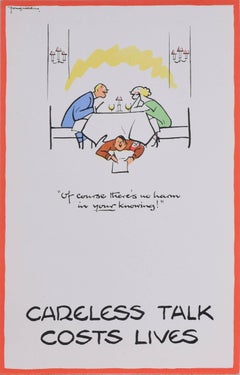 Careless Talk Costs Lives 'Fougasse' Cyril Kenneth Bird Affiche de la Seconde Guerre mondiale