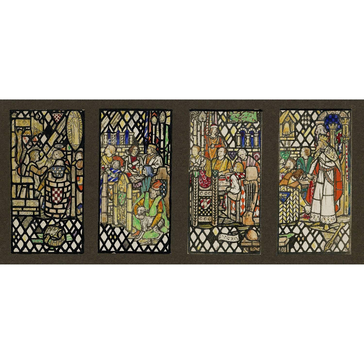Florence and Walter Camm Landscape Art - Four Arthurian Stained Glass Window Designs For Mercersburg Academy Chapel, PA