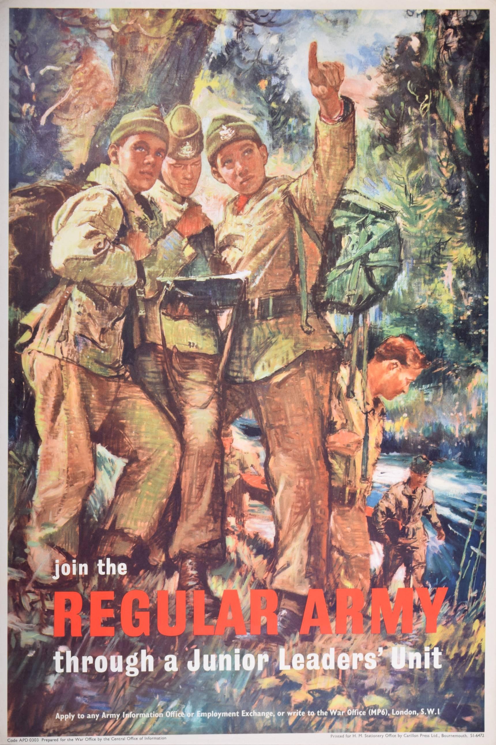 John Godfrey Bernard Worsley  Print - 1960s UK Army Recruitment poster, Join the Regular Army Junior Leaders' Unit