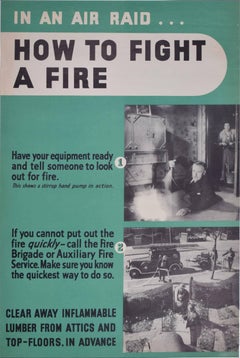 In an air raid, how to fight a fire original World War 2 vintage poster